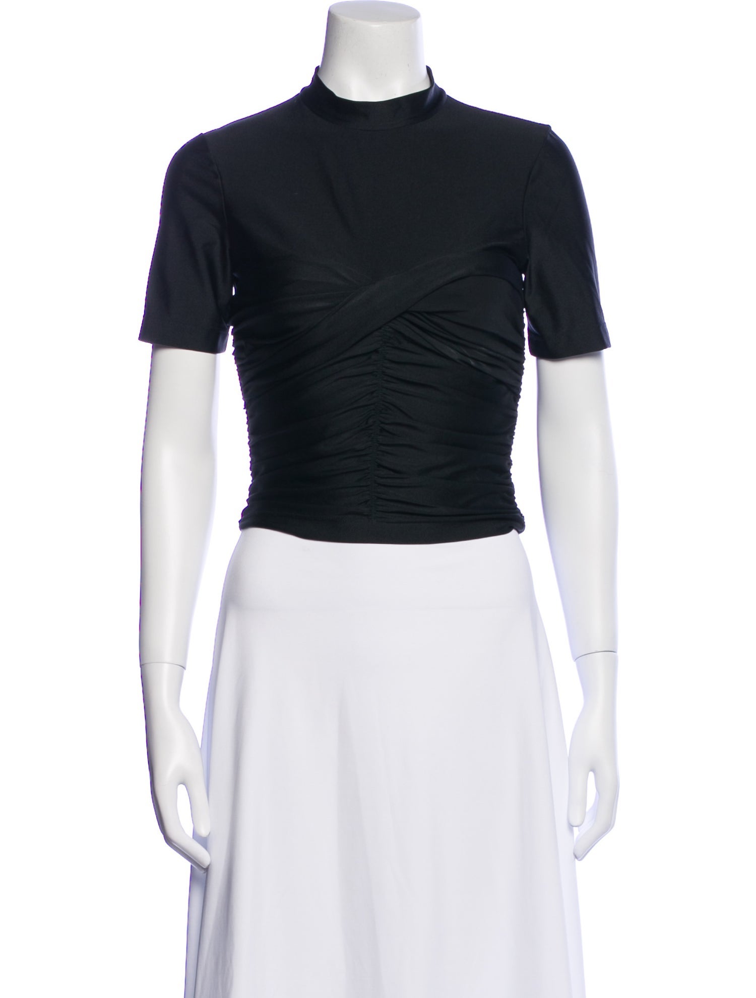 Alexander Wang Mock Neck Short Sleeve Crop Top