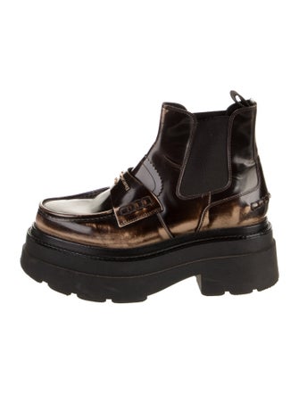 Alexander Wang Leather Colorblock Pattern Chelsea Boots