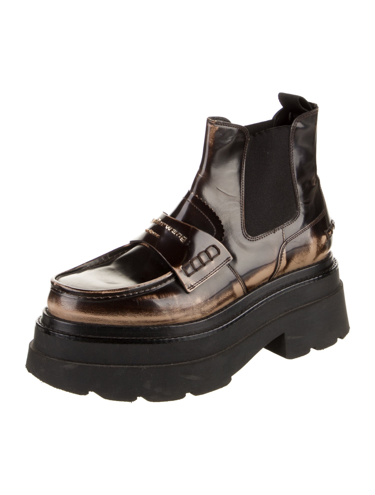 Alexander Wang Leather Colorblock Pattern Chelsea Boots