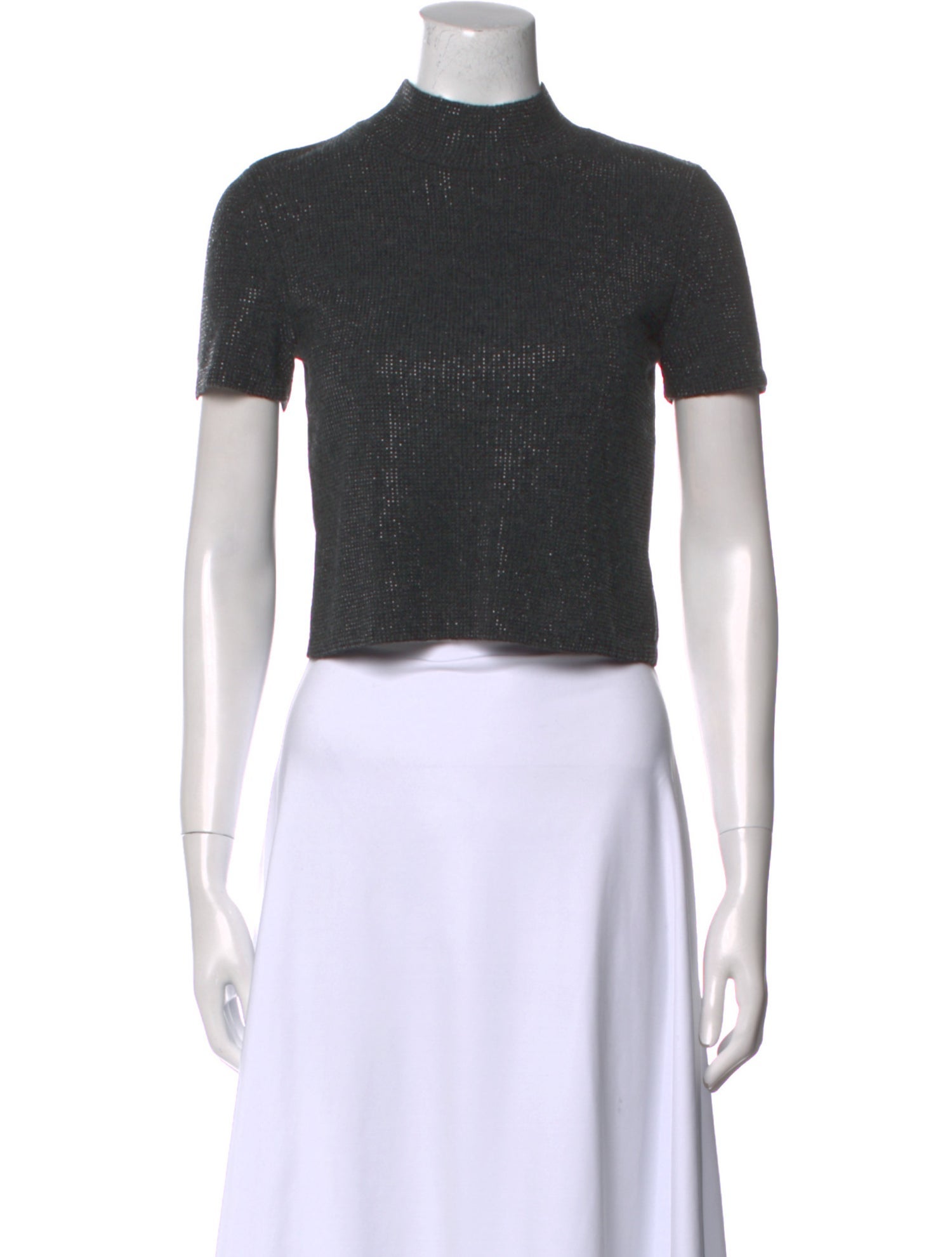 Alexander Wang Mock Neck Short Sleeve Crop Top