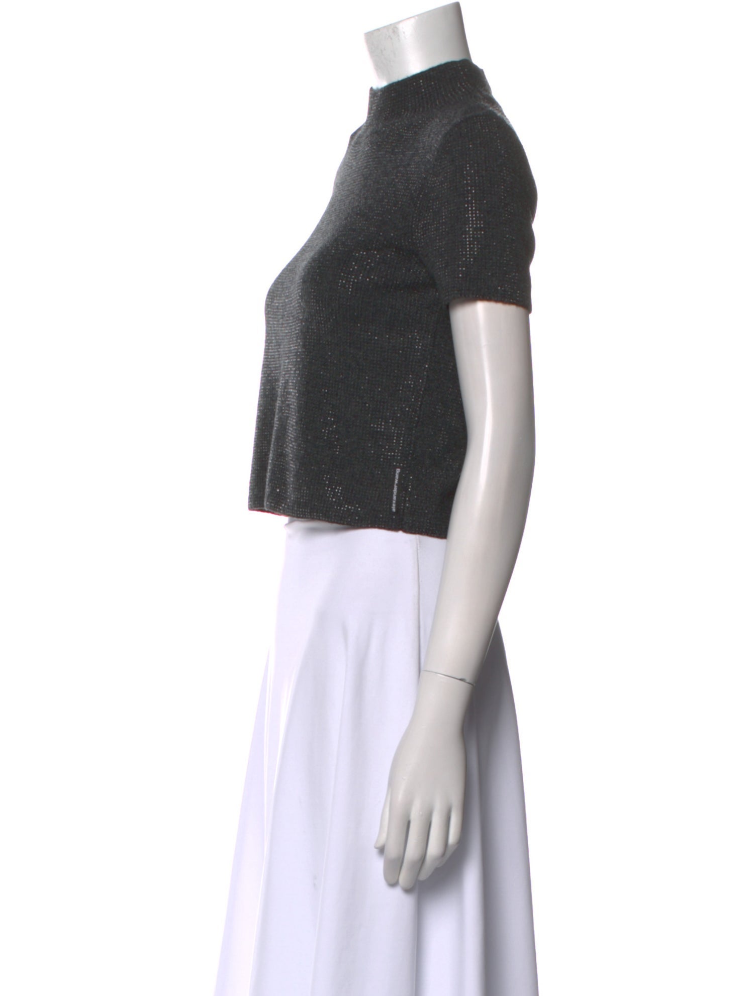 Alexander Wang Mock Neck Short Sleeve Crop Top