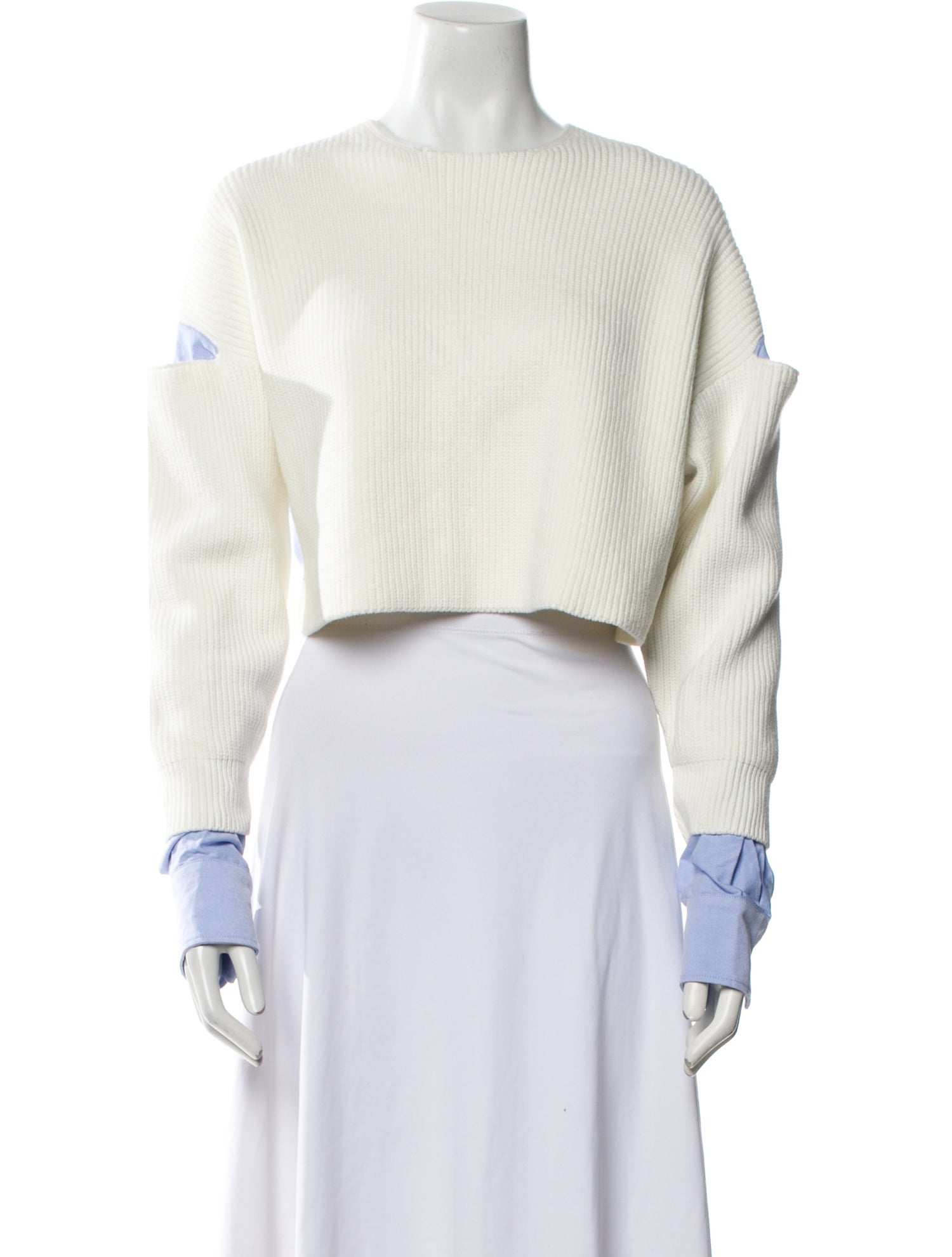 Alexander Wang Crew Neck Long Sleeve Crop Top