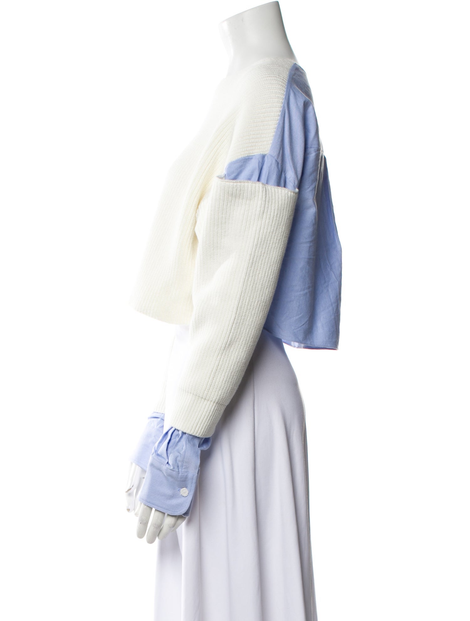 Alexander Wang Crew Neck Long Sleeve Crop Top