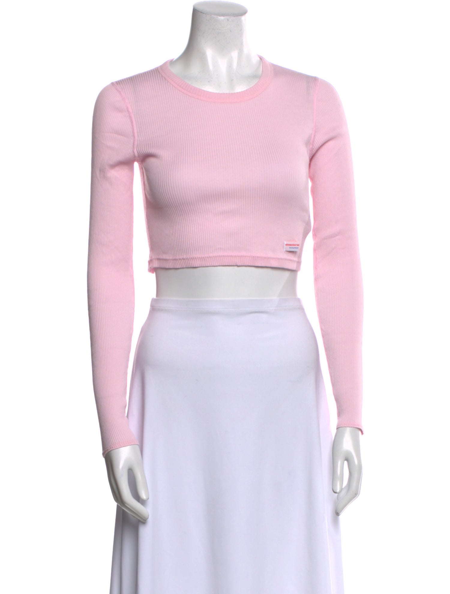 Alexander Wang Crew Neck Long Sleeve Crop Top