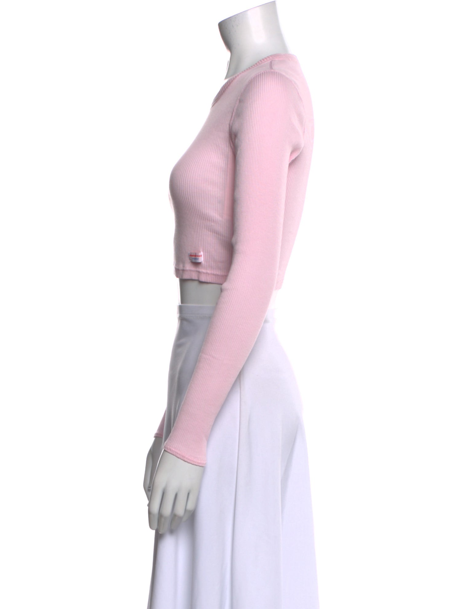 Alexander Wang Crew Neck Long Sleeve Crop Top