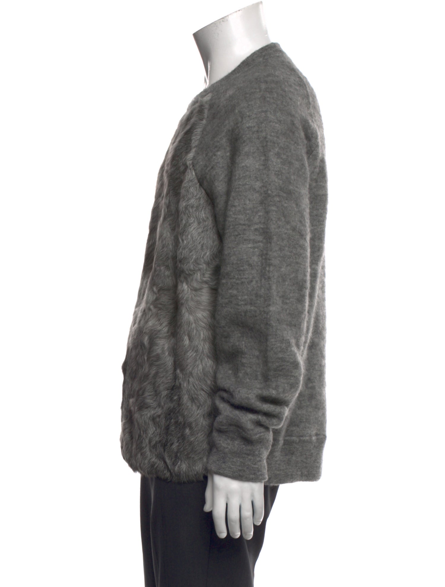 Alexander Wang Goat Fur Crew Neck Cardigan