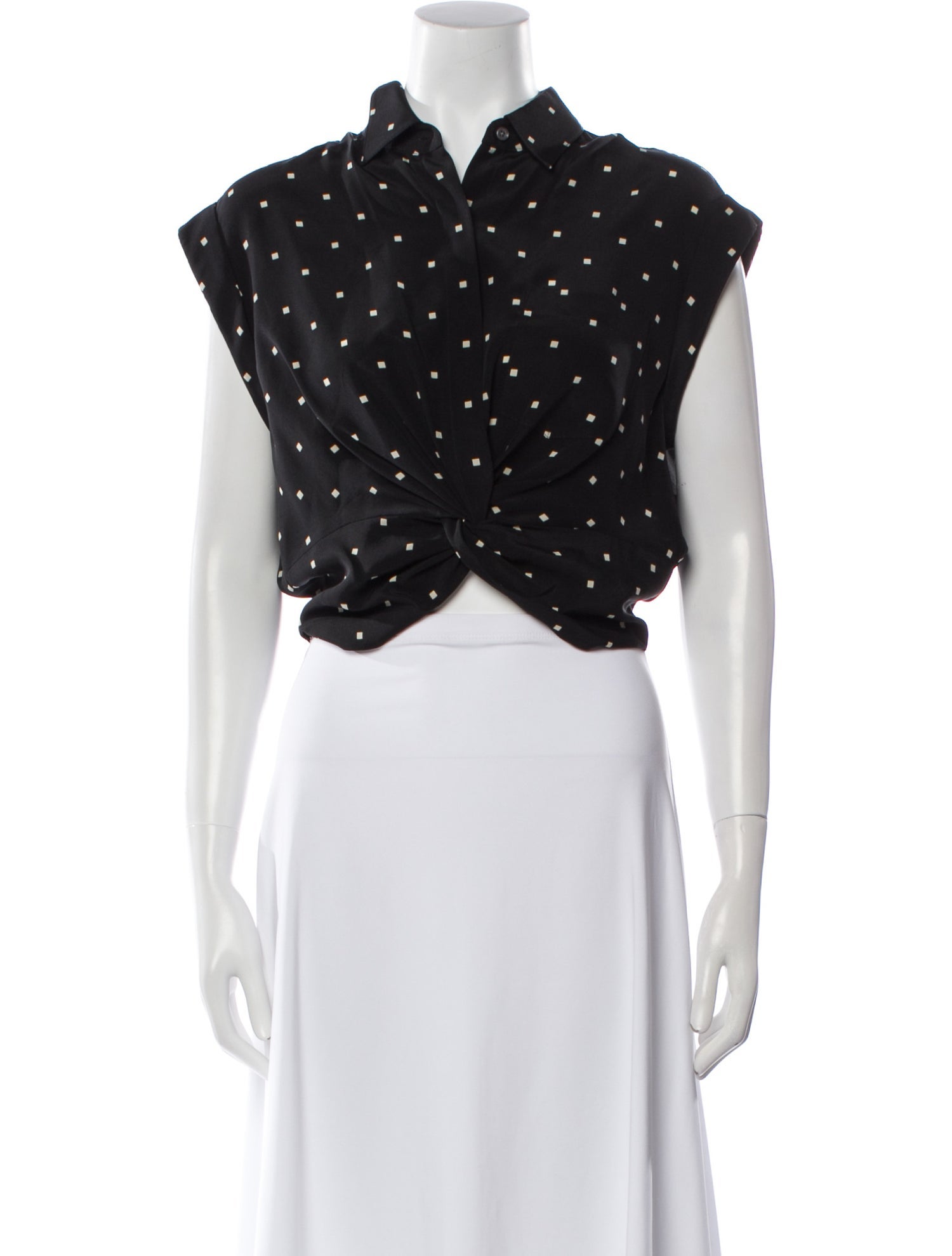 Alexander Wang Silk Polka Dot Print Crop Top