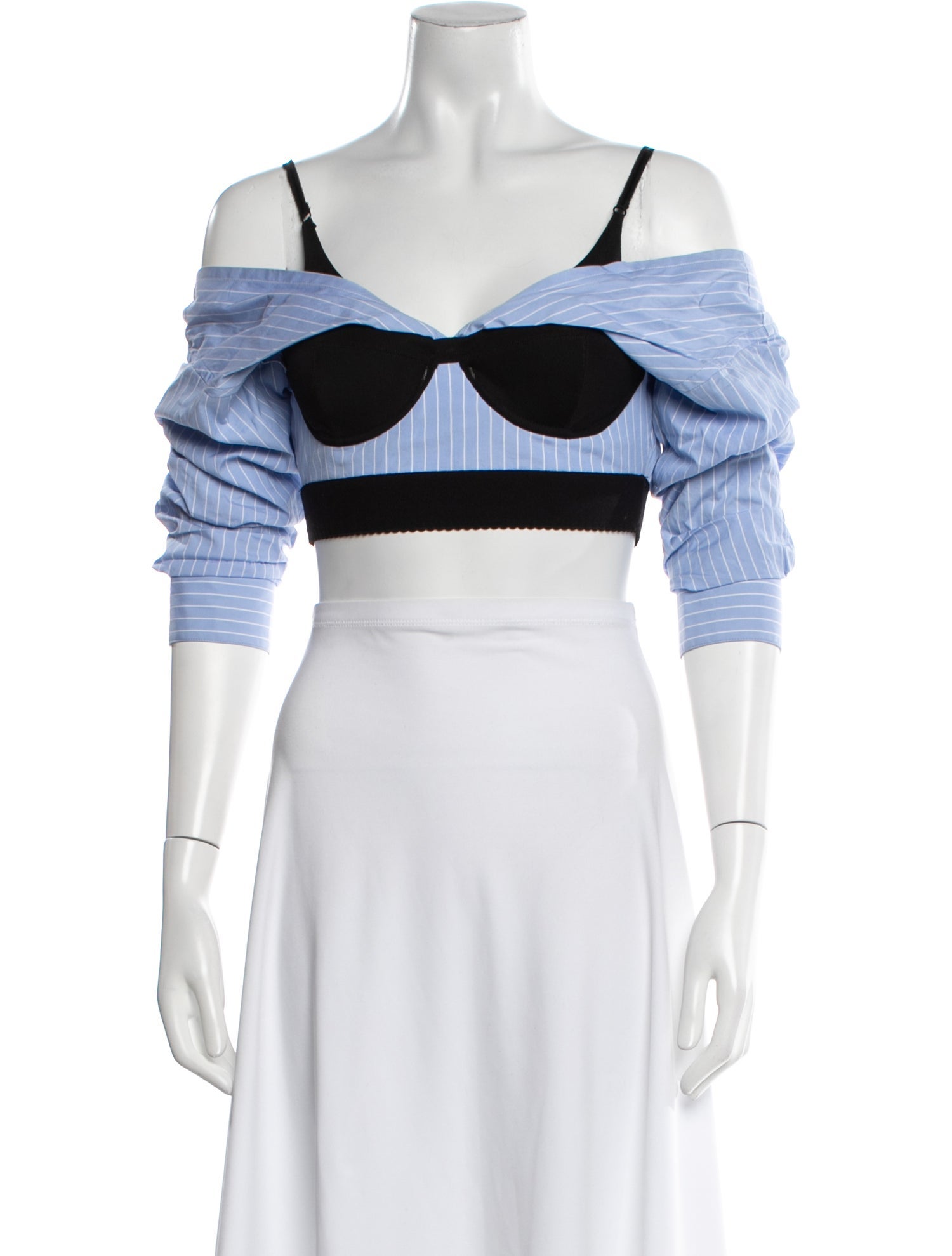 Alexander Wang Off-The-Shoulder Three-Quarter Sleeve Crop Top