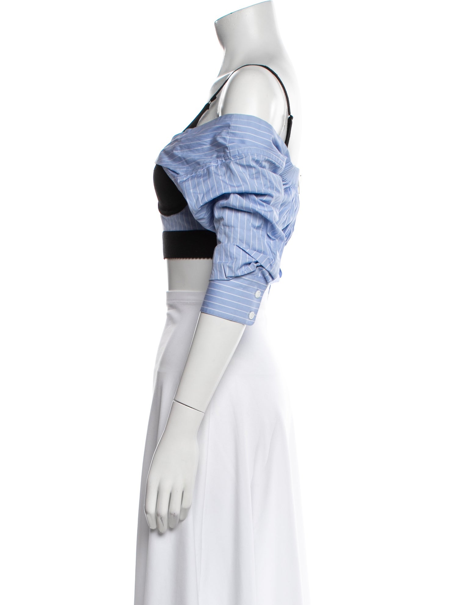 Alexander Wang Off-The-Shoulder Three-Quarter Sleeve Crop Top