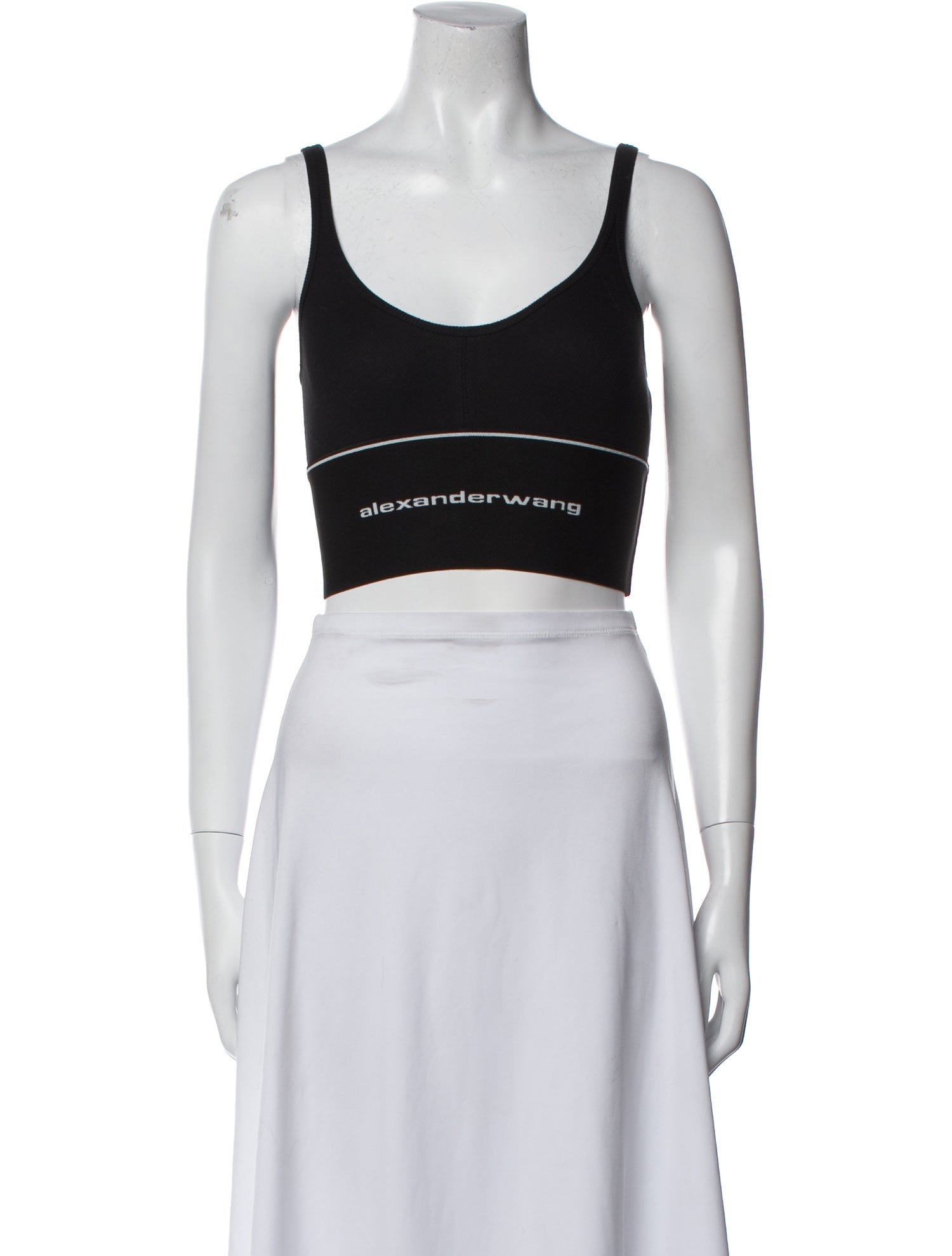 Alexander Wang Graphic Print Scoop Neck Crop Top
