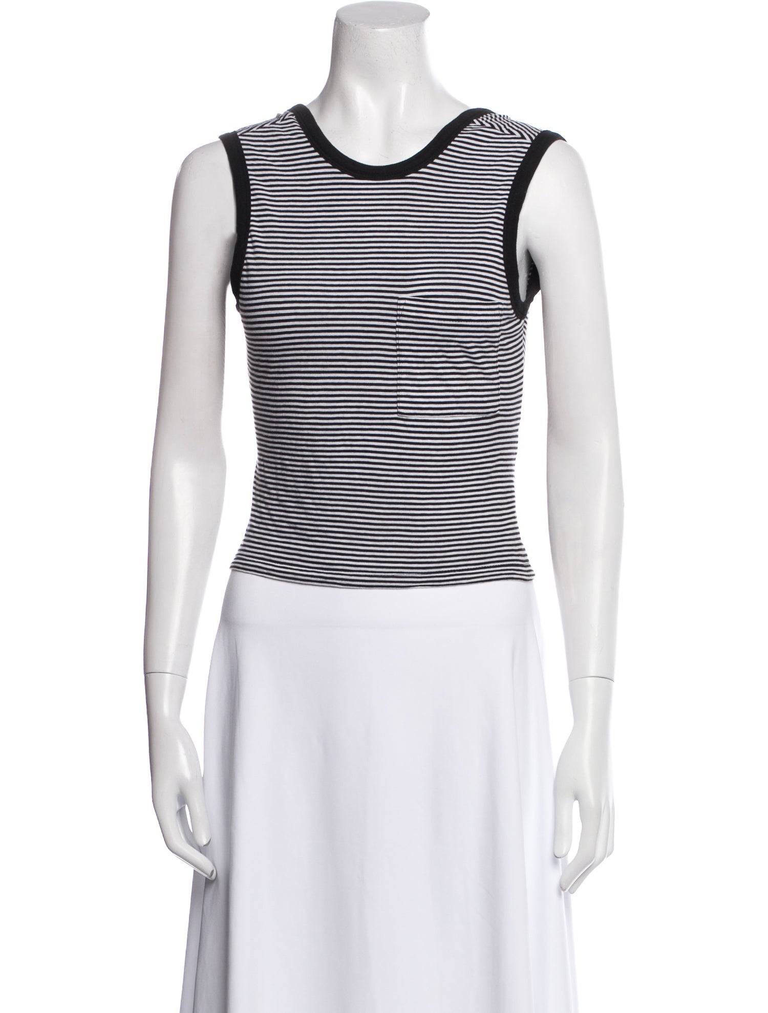 T by Alexander Wang Striped Scoop Neck Crop Top