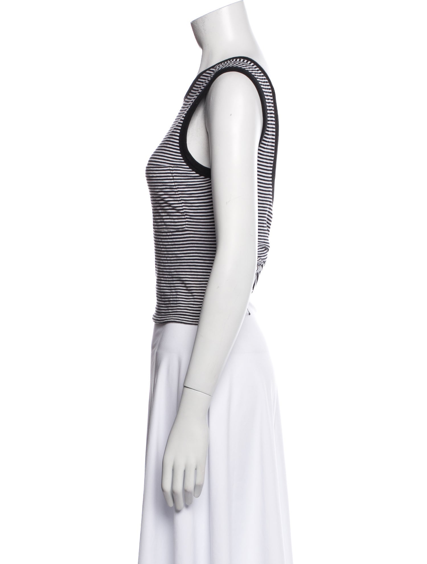 T by Alexander Wang Striped Scoop Neck Crop Top
