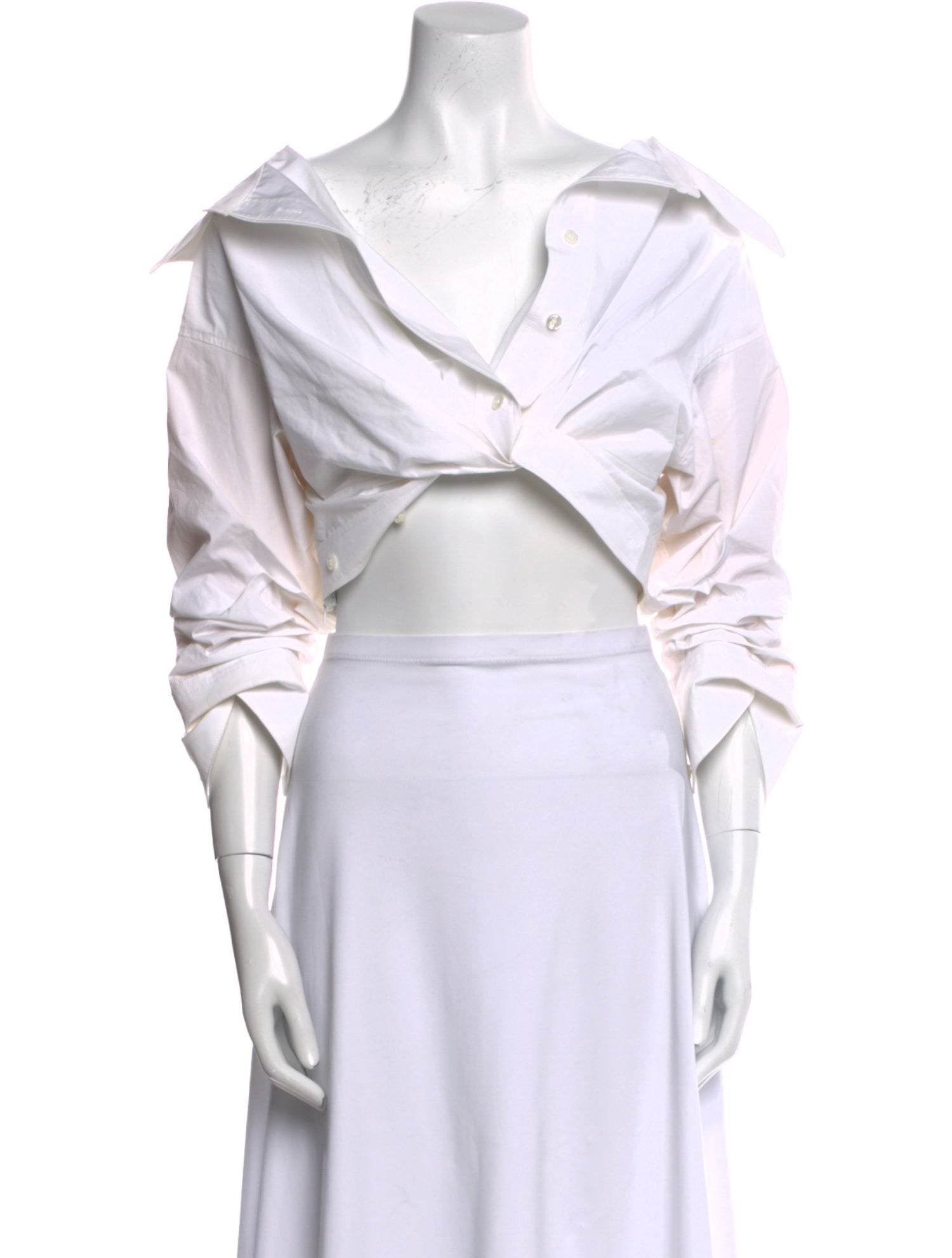 Alexander Wang Off-The-Shoulder Three-Quarter Sleeve Crop Top