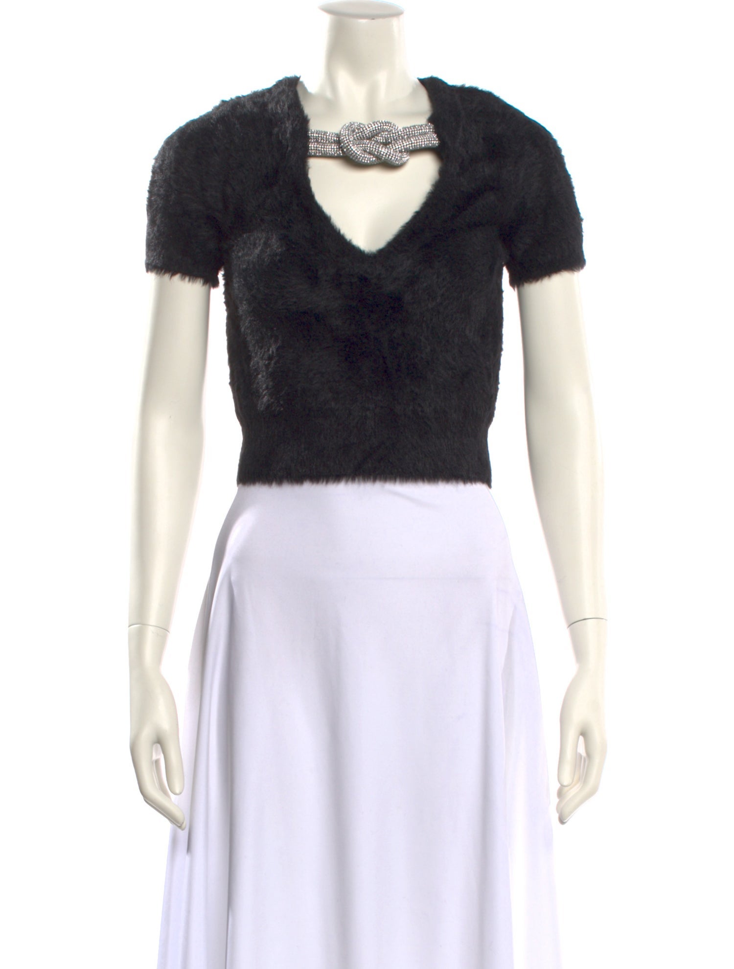 Alexander Wang V-Neck Short Sleeve Crop Top