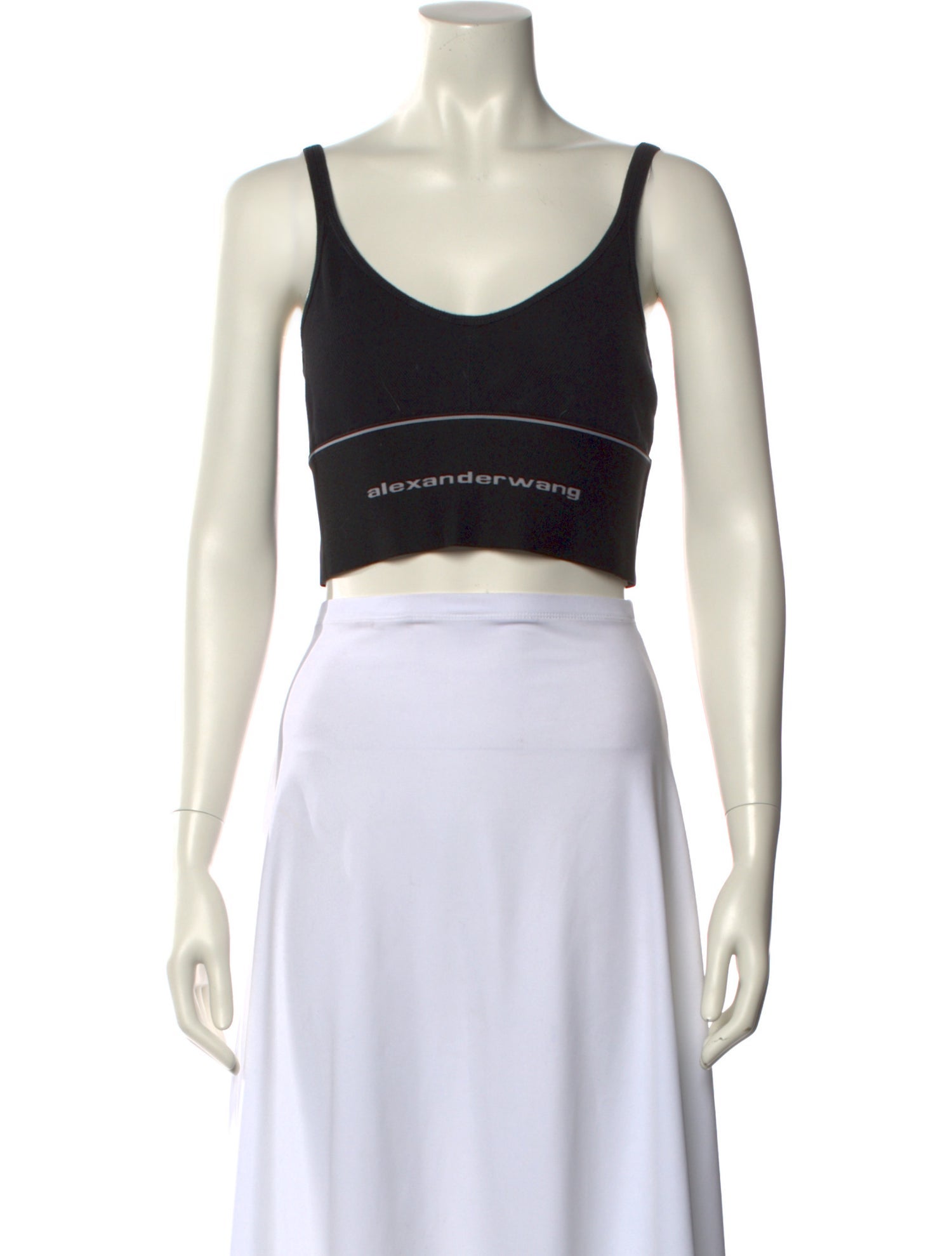 Alexander Wang Striped Scoop Neck Crop Top