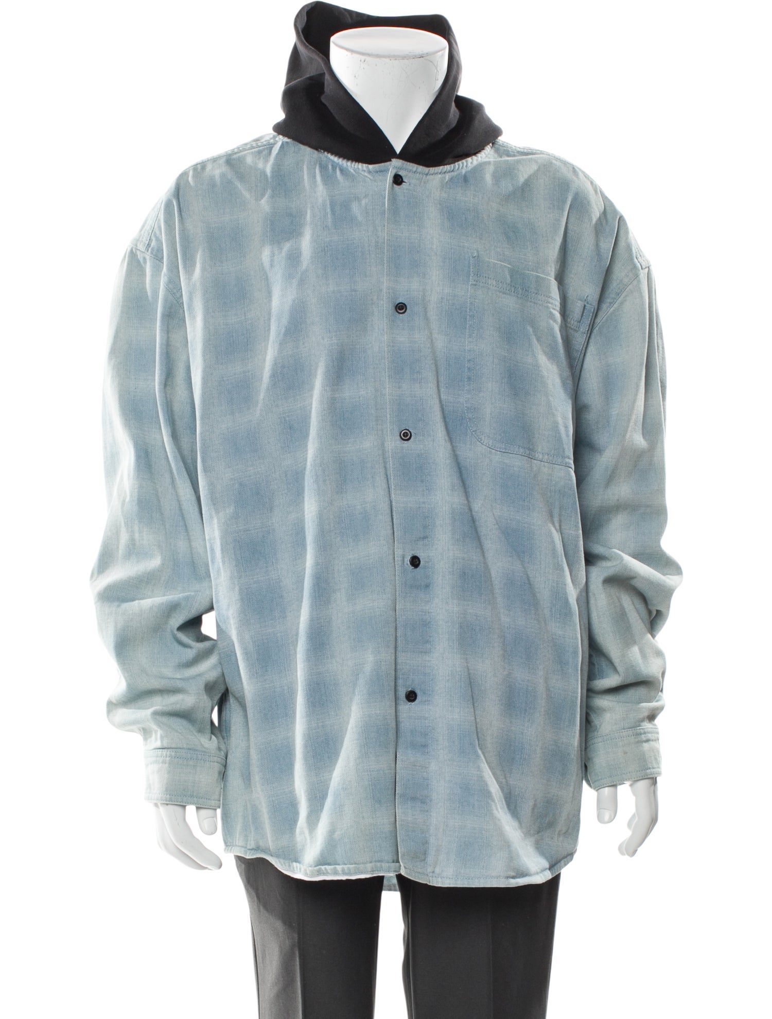 Alexander Wang Plaid Print Long Sleeve Denim Shirt