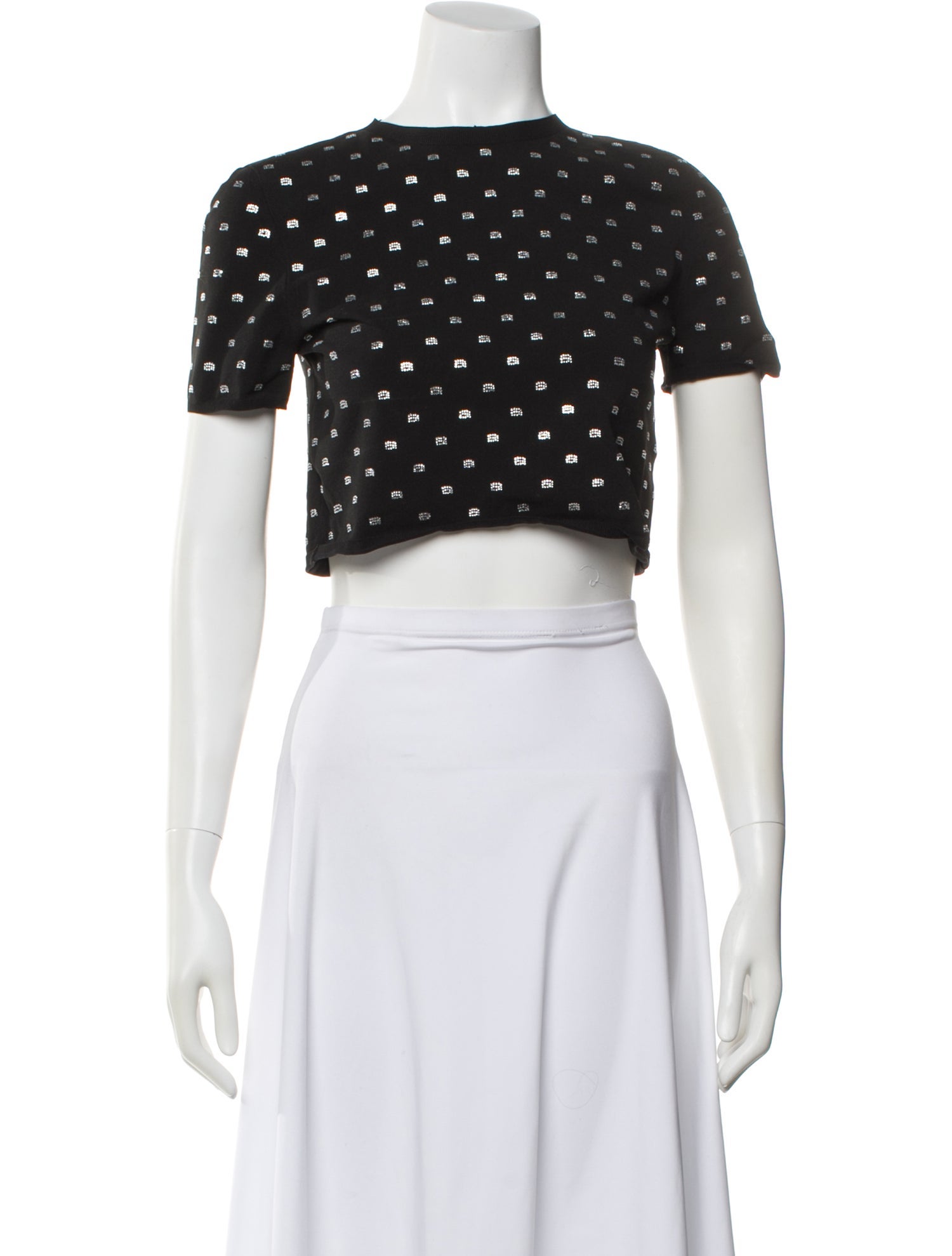 Alexander Wang Polka Dot Print Crew Neck Crop Top