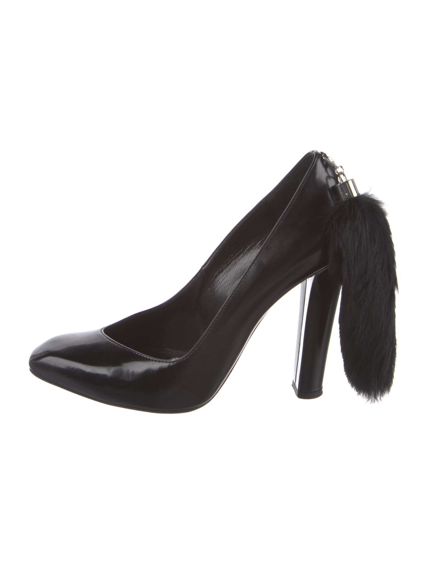 Alexander Wang Patent Leather Fur Trim Pumps