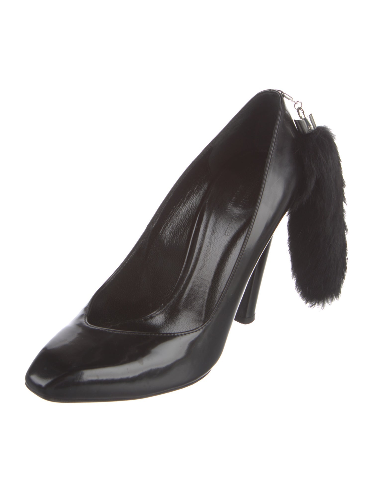 Alexander Wang Patent Leather Fur Trim Pumps