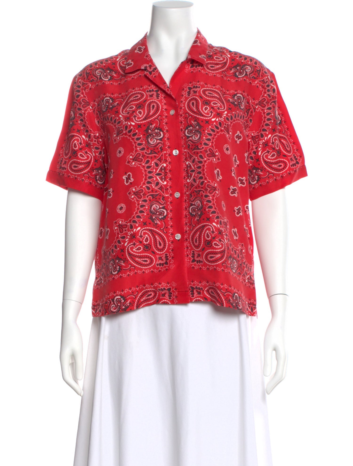 Alexander Wang Silk Paisley Print Button-Up Top