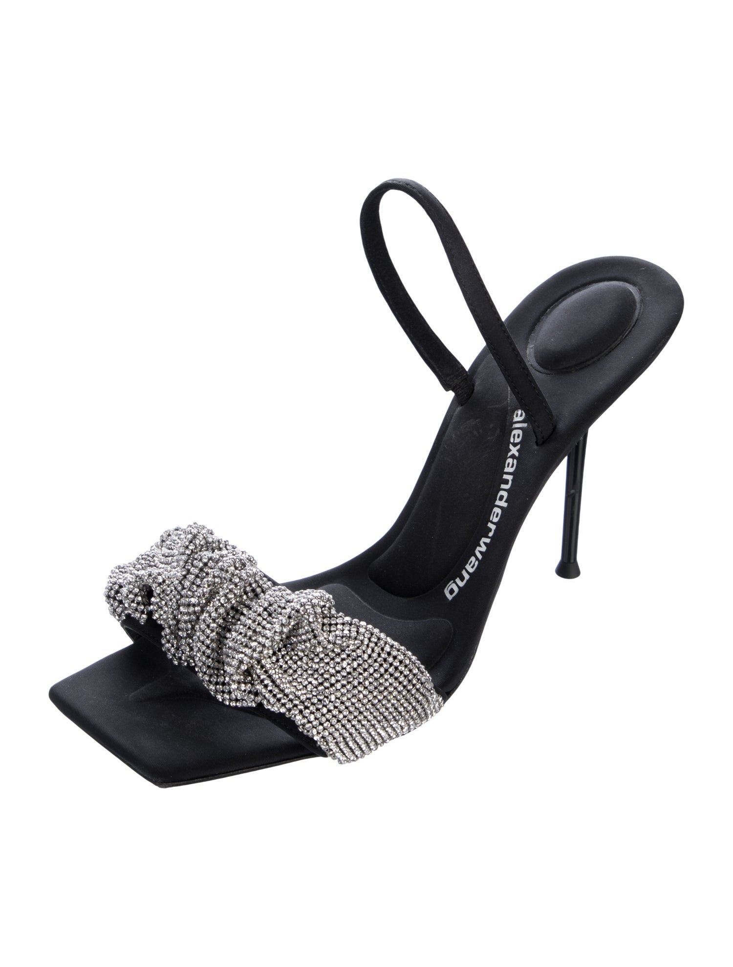 Alexander Wang Satin Crystal Embellishments Slides