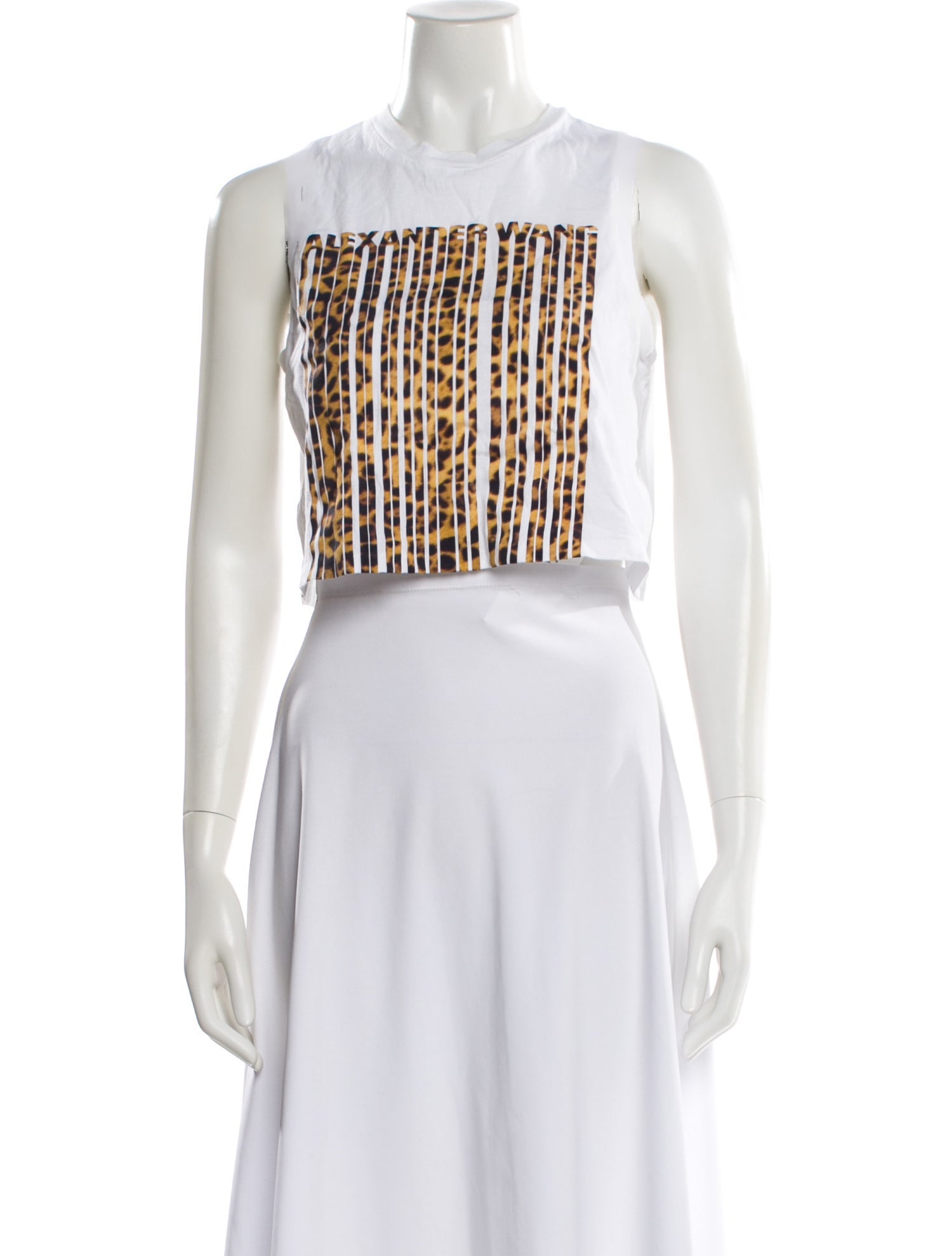 Alexander Wang Animal Print Crew Neck Crop Top