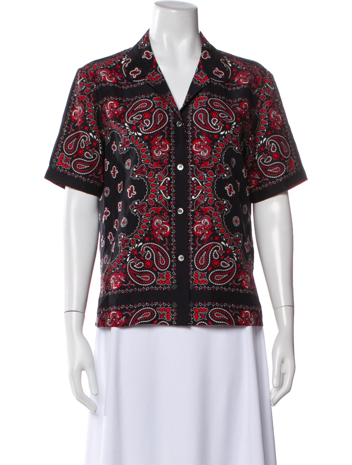 Alexander Wang Silk Paisley Print Button-Up Top