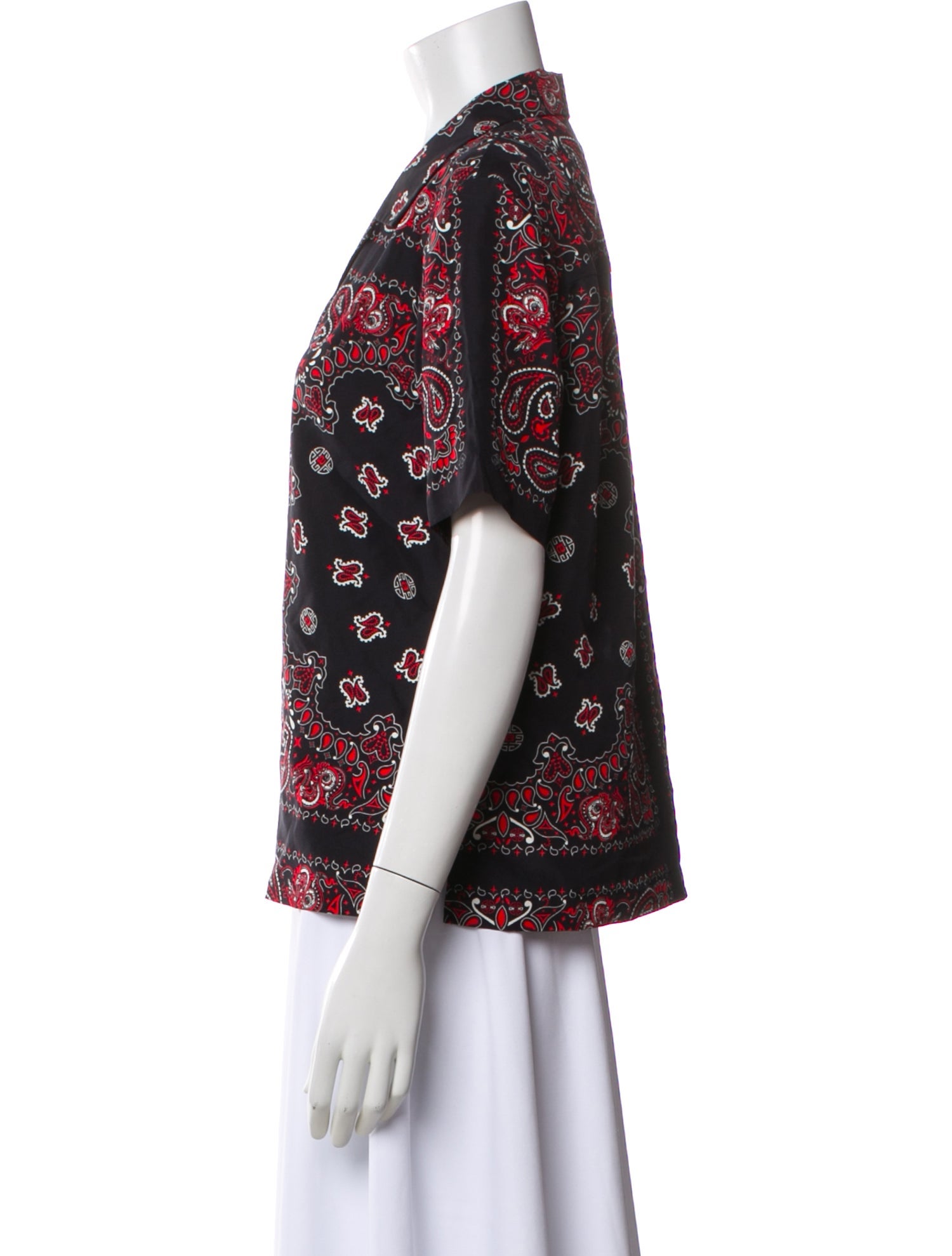 Alexander Wang Silk Paisley Print Button-Up Top