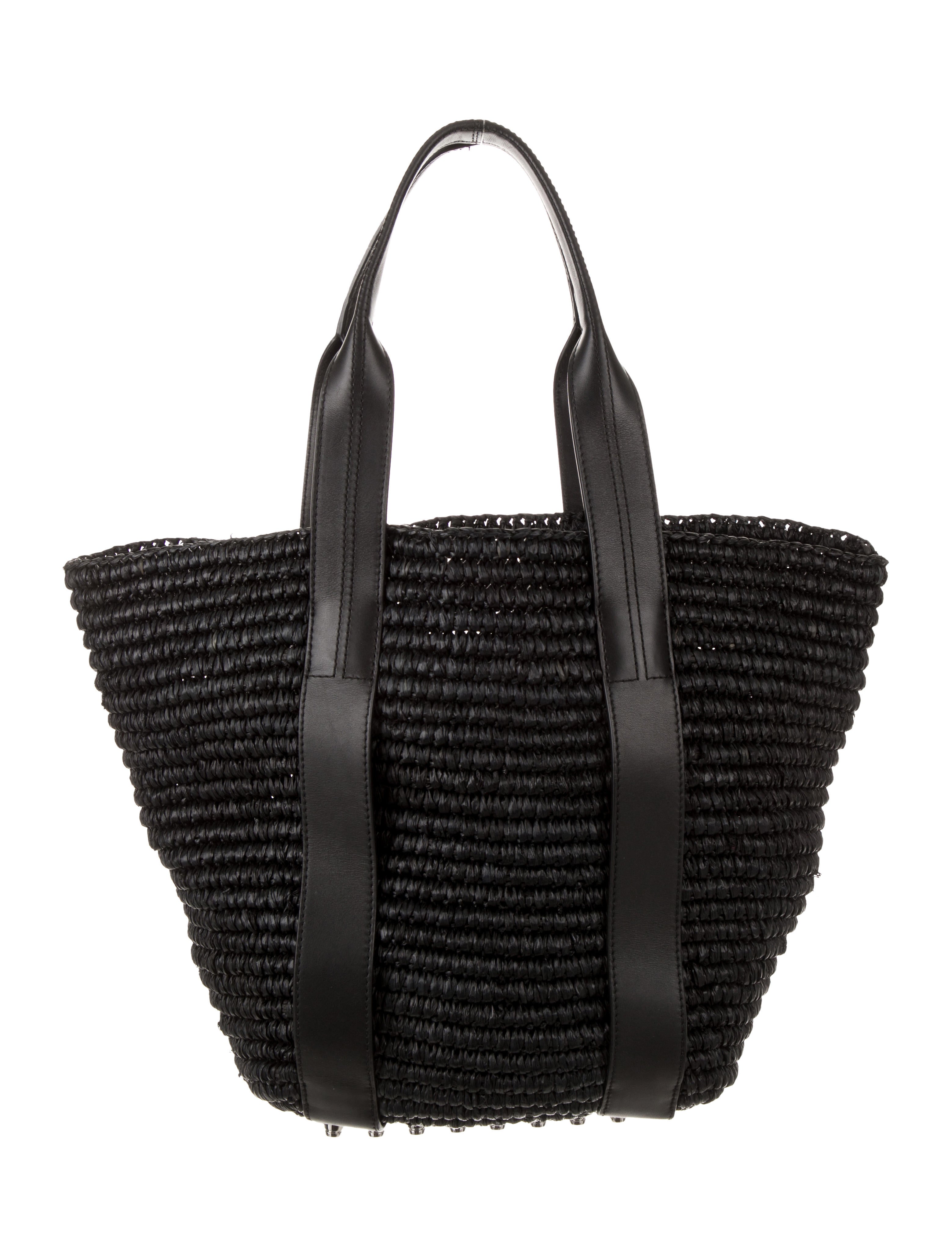 Alexander Wang Straw Panier Tote - Black Shoulder Bags