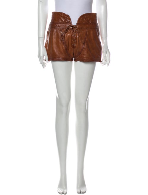 Alexander Wang Leather Mini Shorts Brown