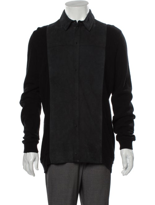 Alexander Wang Lamb Leather Collar Cardigan Black