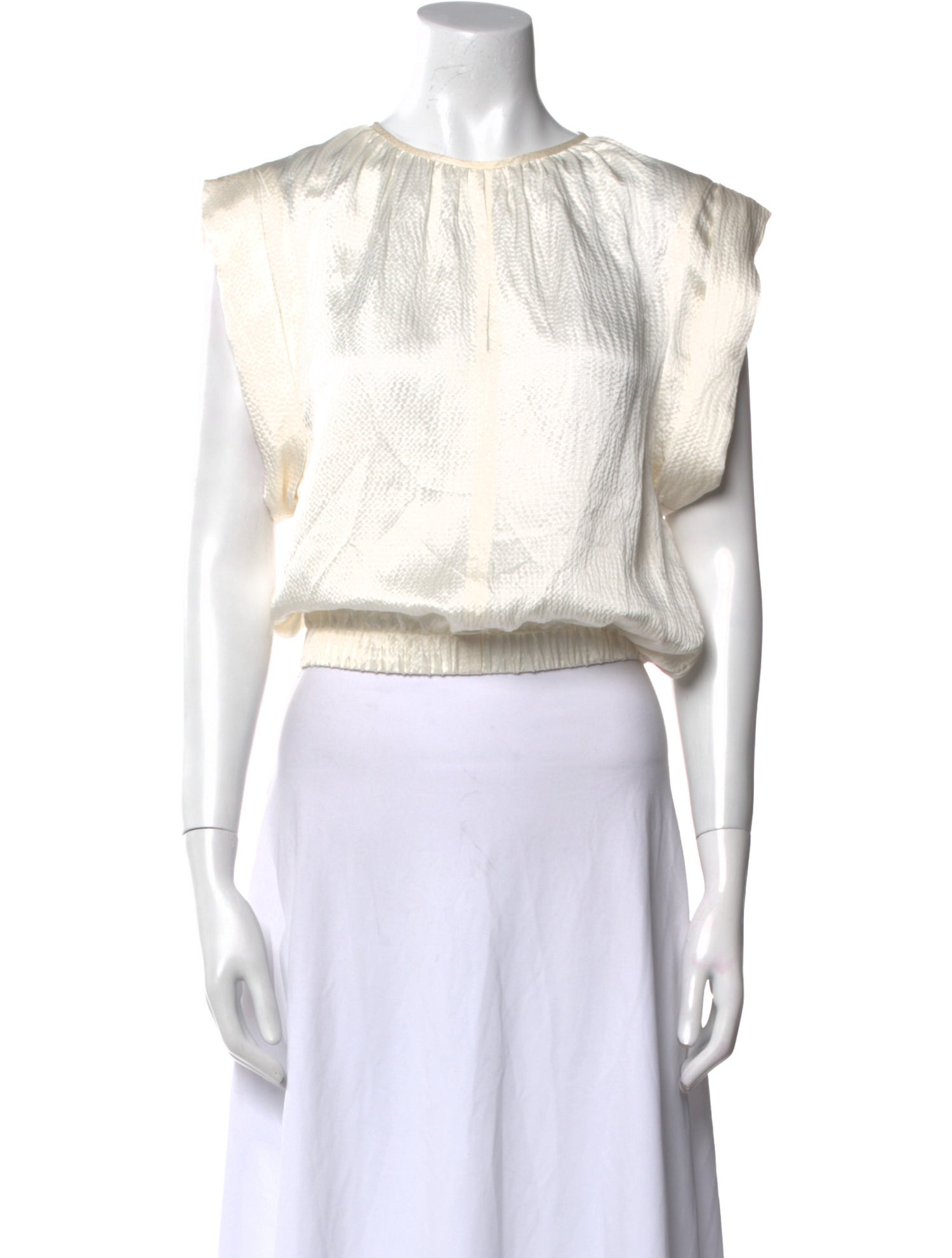 Amber Sakai Silk Crew Neck Crop Top