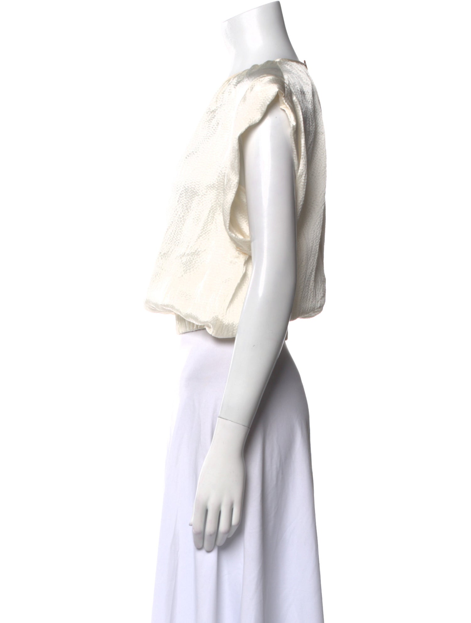 Amber Sakai Silk Crew Neck Crop Top