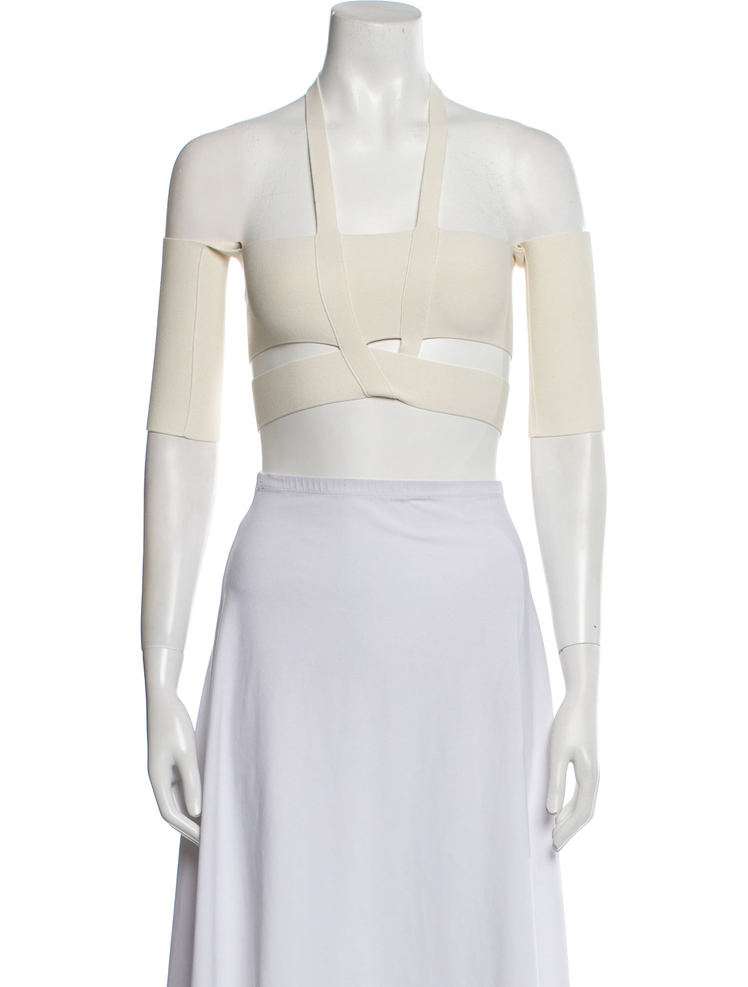 Ambush Halterneck Three-Quarter Sleeve Crop Top