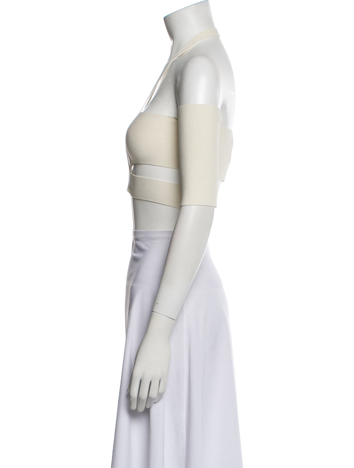 Ambush Halterneck Three-Quarter Sleeve Crop Top