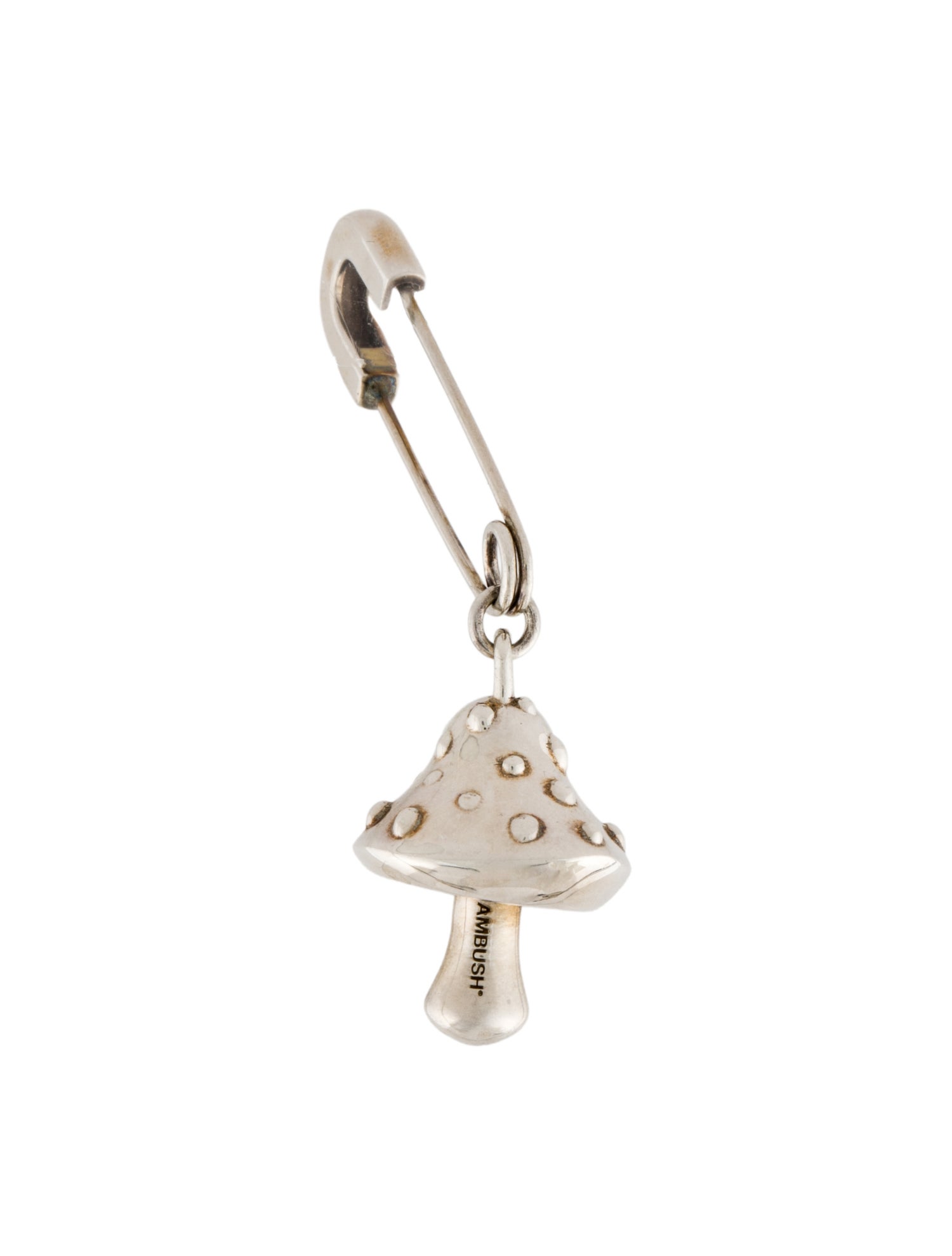 Ambush Mushroom Charm Safety Pin Drop Earring
