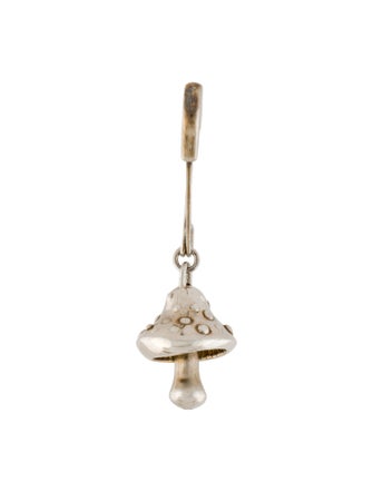 Ambush Mushroom Charm Safety Pin Drop Earring