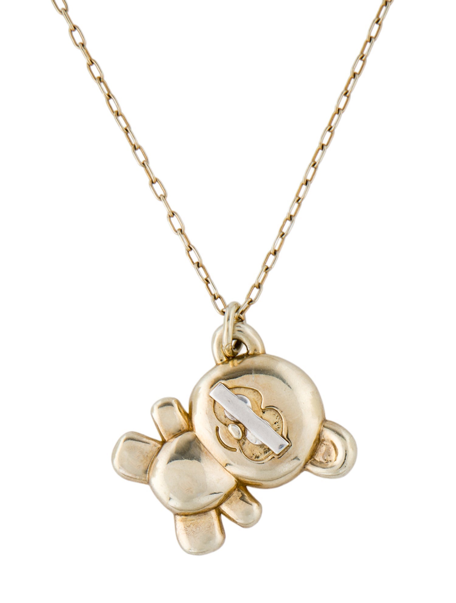 Ambush Two-Tone Teddy Bear Pendant Necklace
