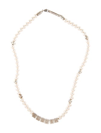 Ambush Faux Pearl Letter Block Bead Strand Necklace