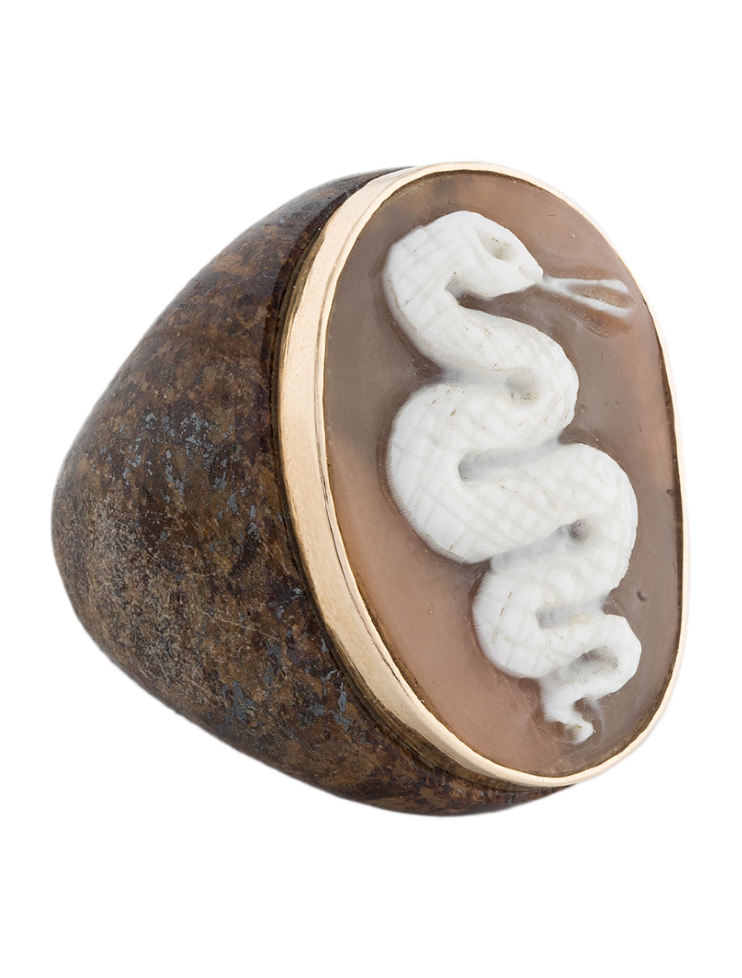 Amedeo 14K Shell & Bronzite Cameo Ring