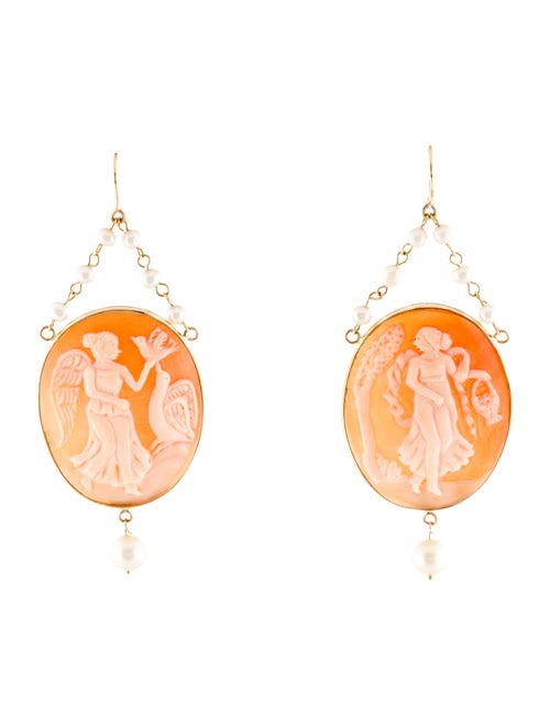 Amedeo 14K Pearl & Shell Venus & Psyche Cameo Earrings