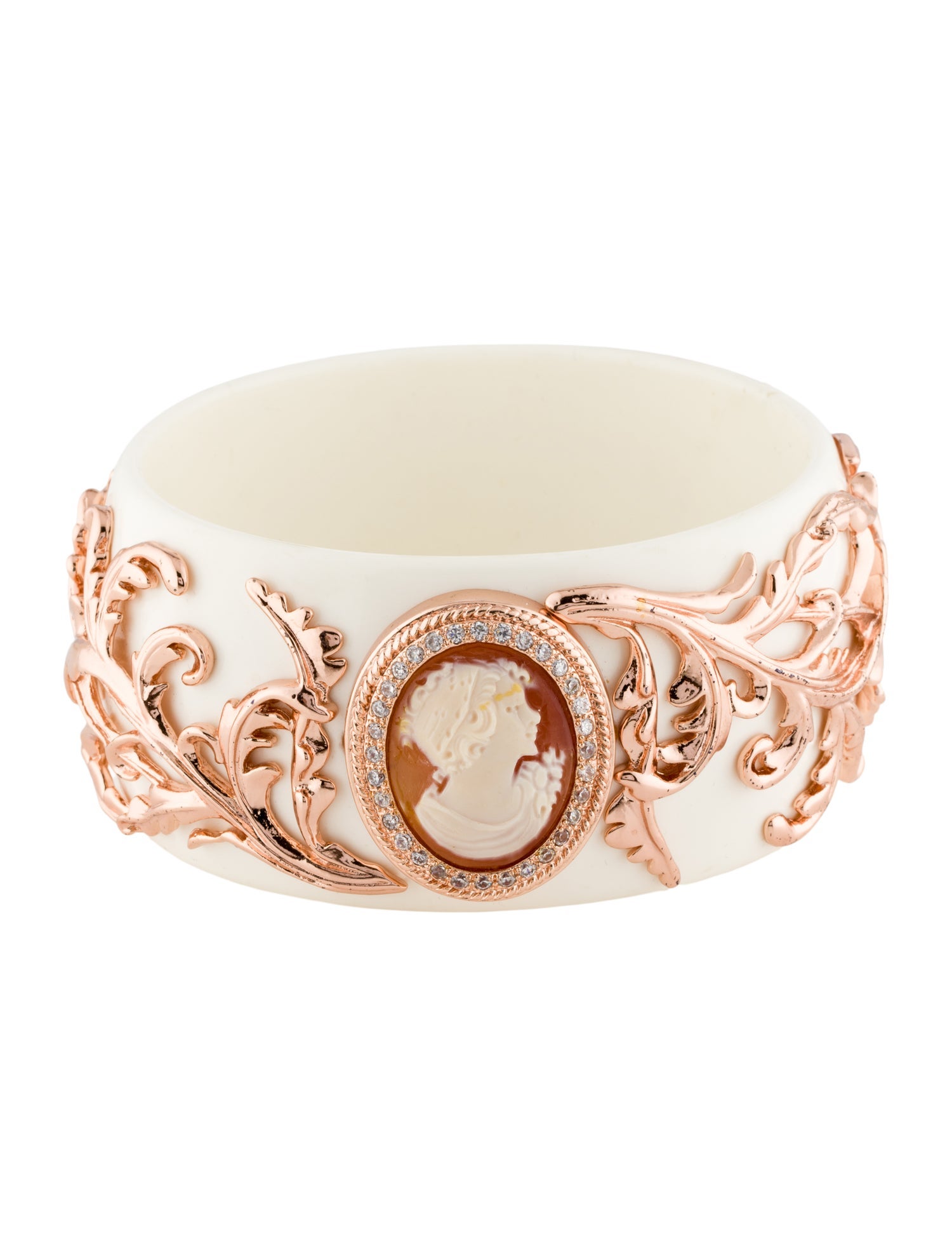 Amedeo Shell, Plastic & Cubic Zirconia Cameo Bangle Bracelet