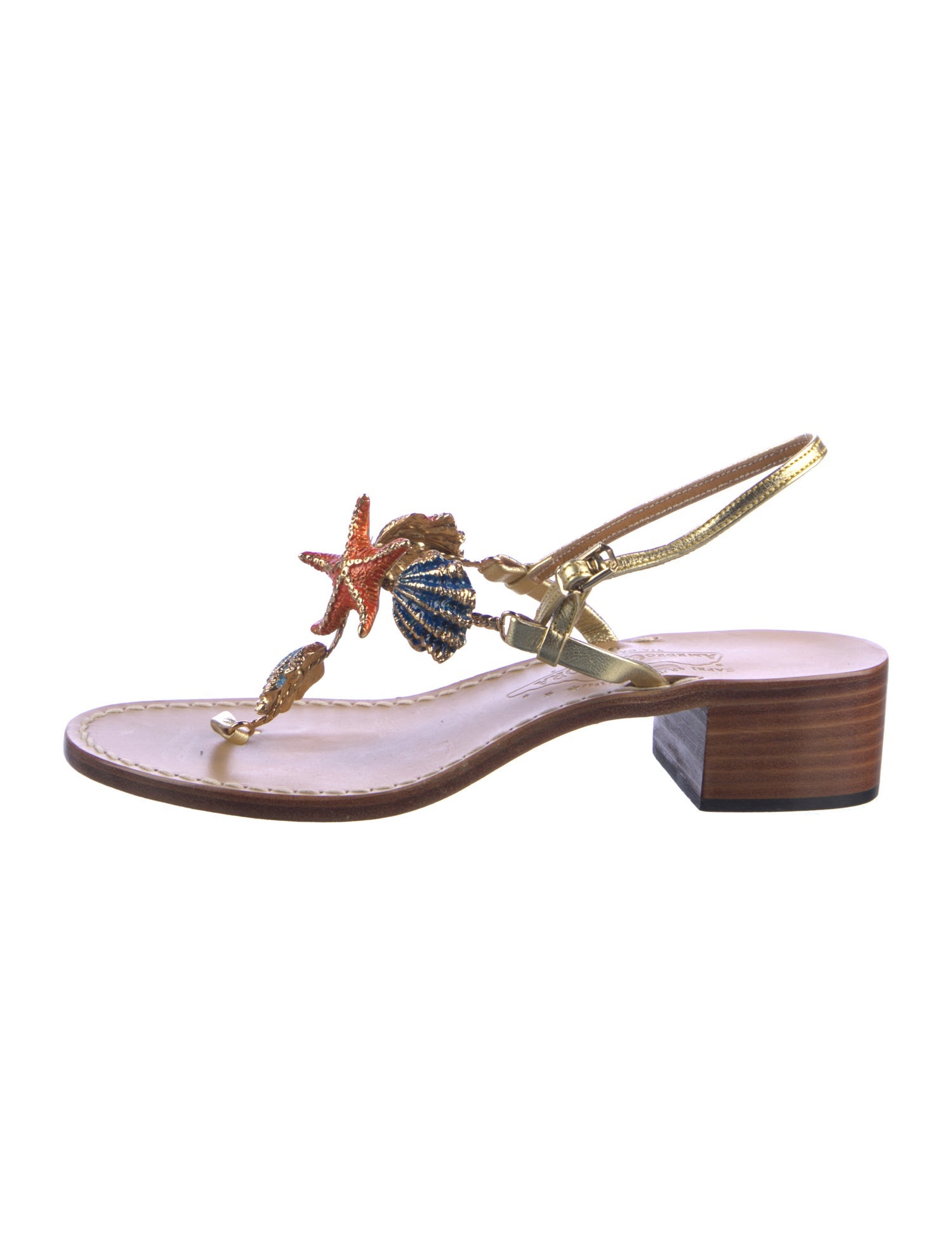 Amedeo Leather Printed T-Strap Sandals
