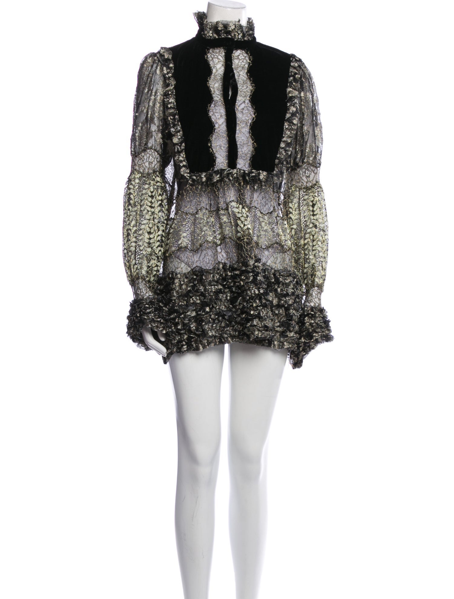 Amen. Lace Pattern Mock Neck Tunic