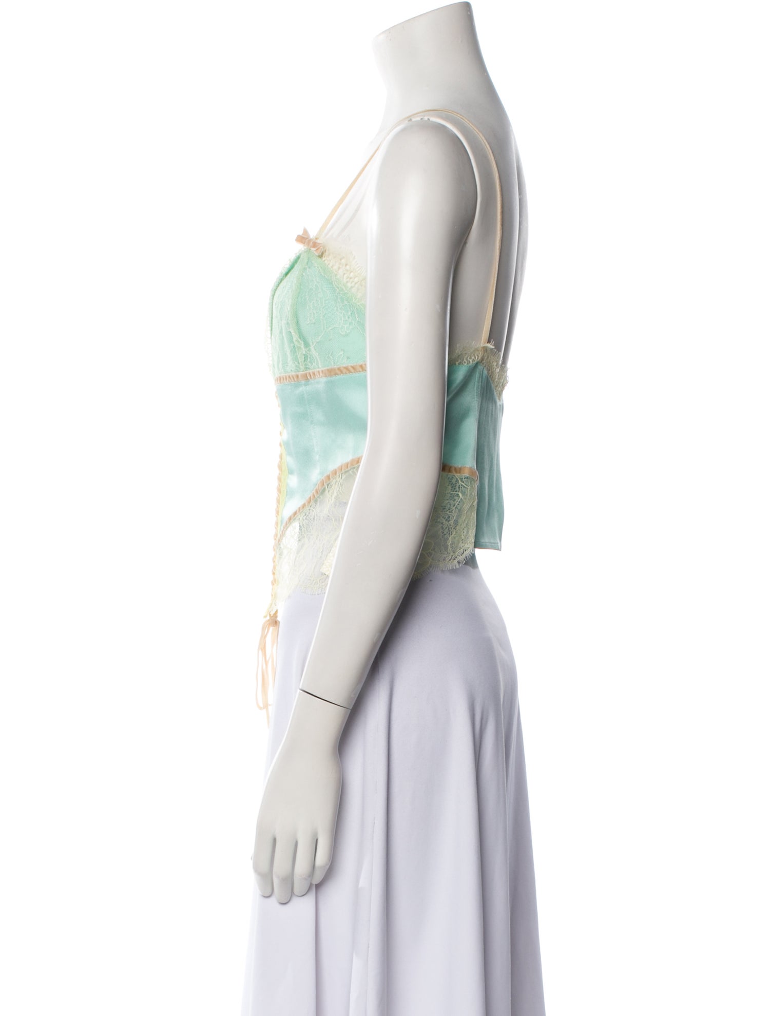 Amen. Lace Pattern V-Neck Crop Top