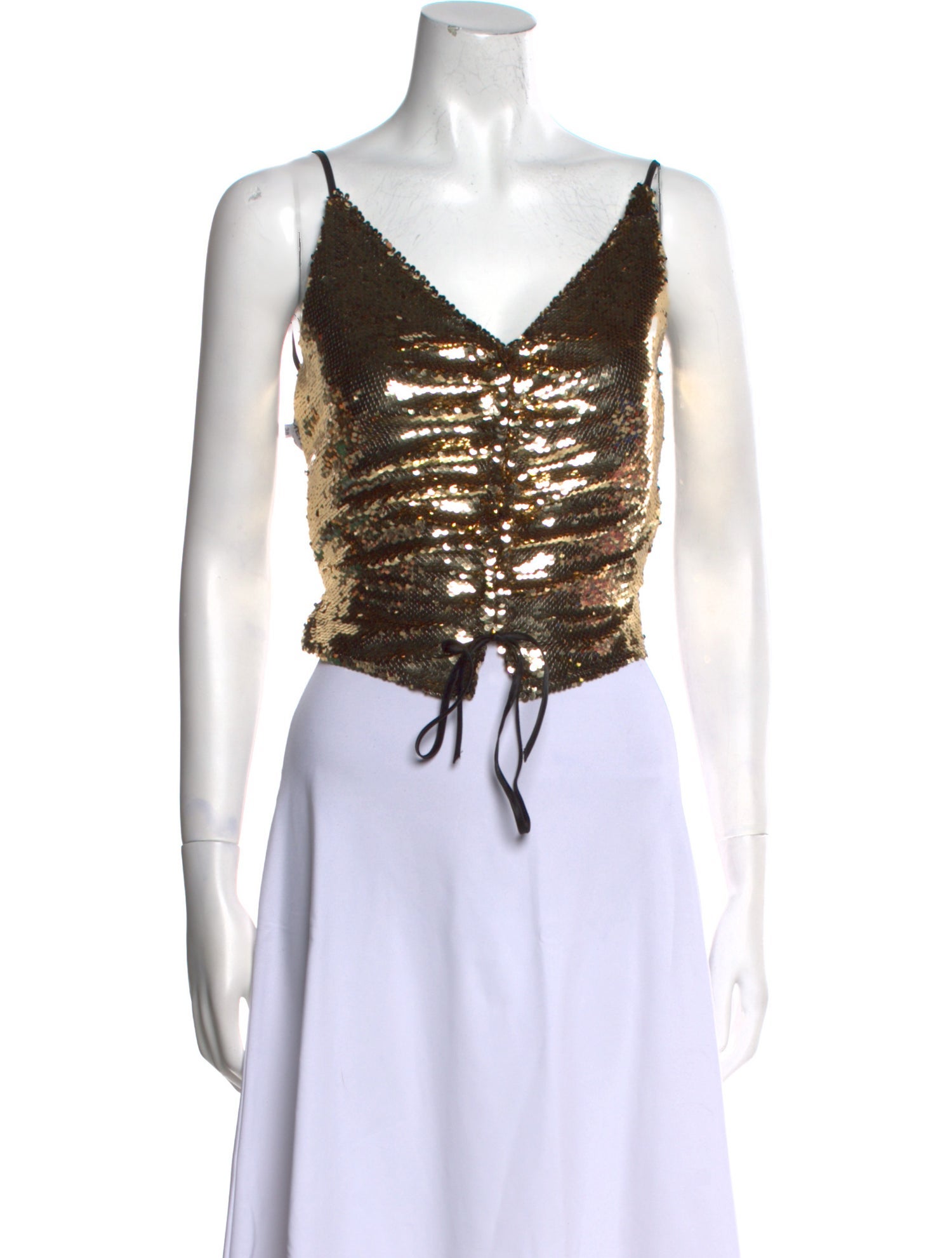 Amen. Patterned V-Neck Crop Top