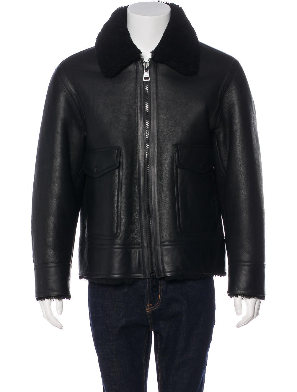 ami shearling leather jacket