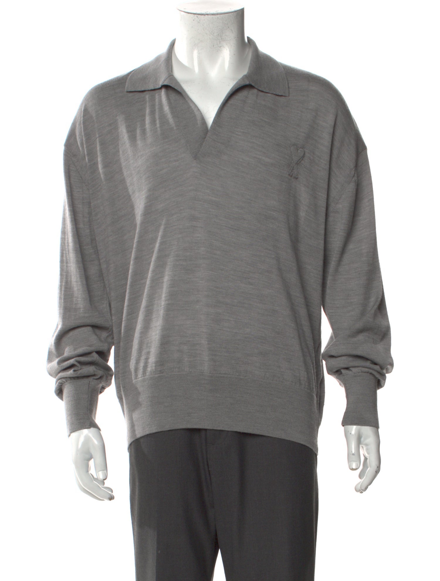 AMI Alexandre Mattiussi Merino Wool Collar Polo Sweater w/ Tags