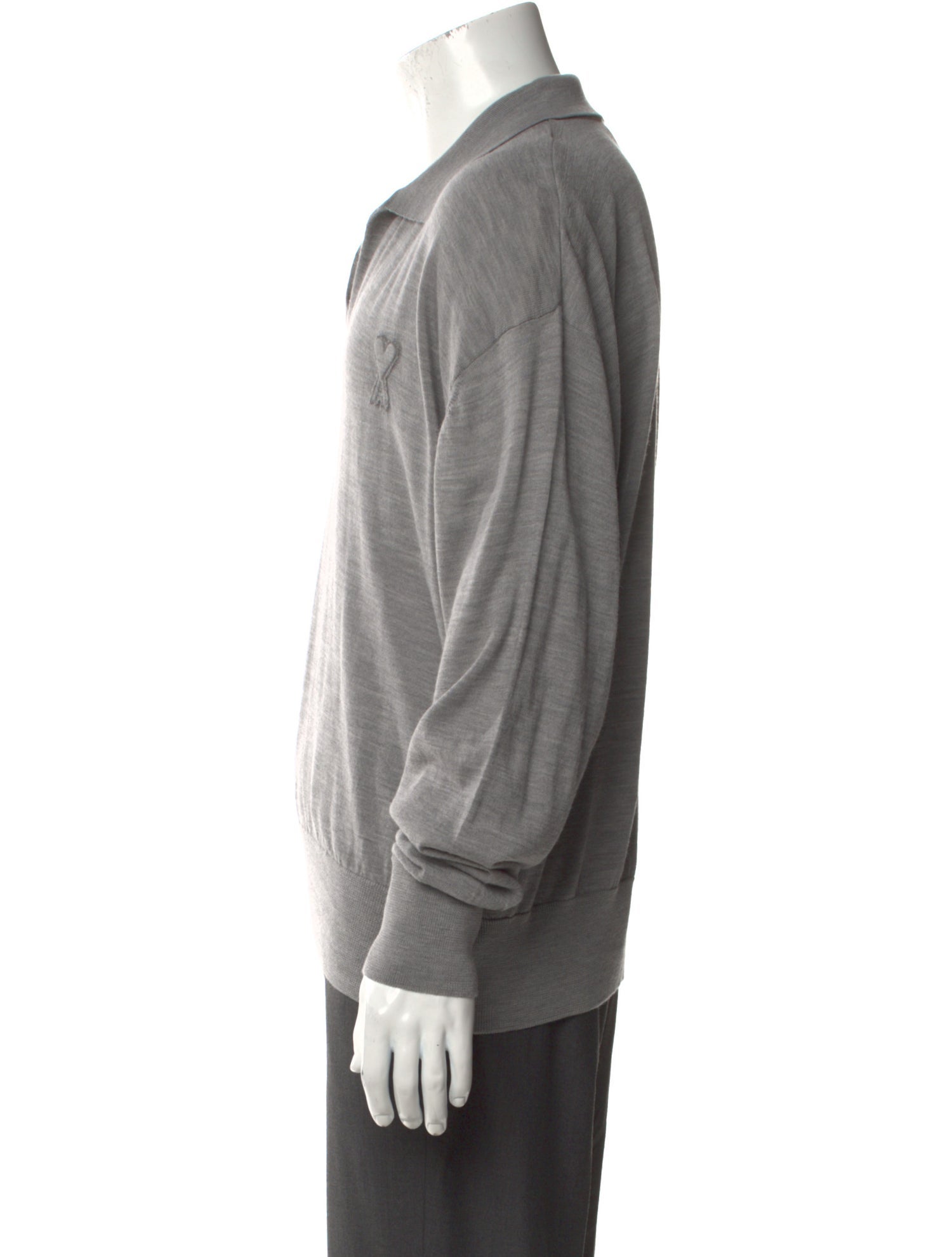 AMI Alexandre Mattiussi Merino Wool Collar Polo Sweater w/ Tags