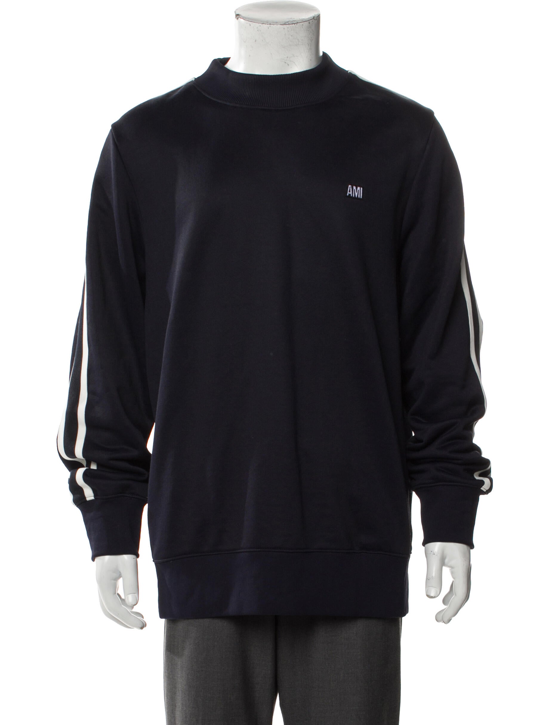 AMI Alexandre Mattiussi Striped Mock Neck Pullover